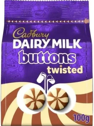 Cadbury Giant Buttons Dairy Milk & White Twisted 100g