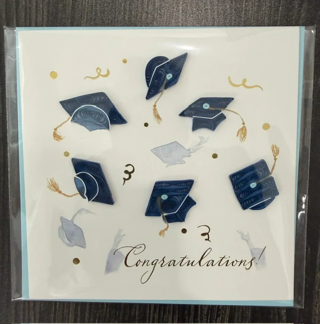 Quilled Congrats Grad Caps Greeting Card