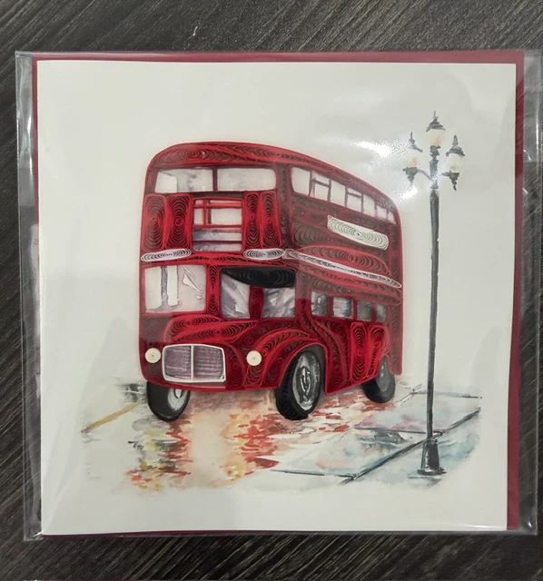 Quilled Red Double-decker Bus Greeting Card