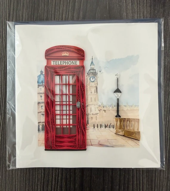 Quilled Telephone Booth Greeting Card